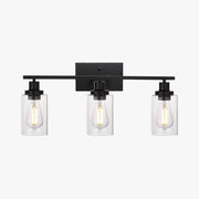 Alessio Industrial Metal/Glass Wall Lamp, Black, Bathroom, Vanity - Neutral Decor