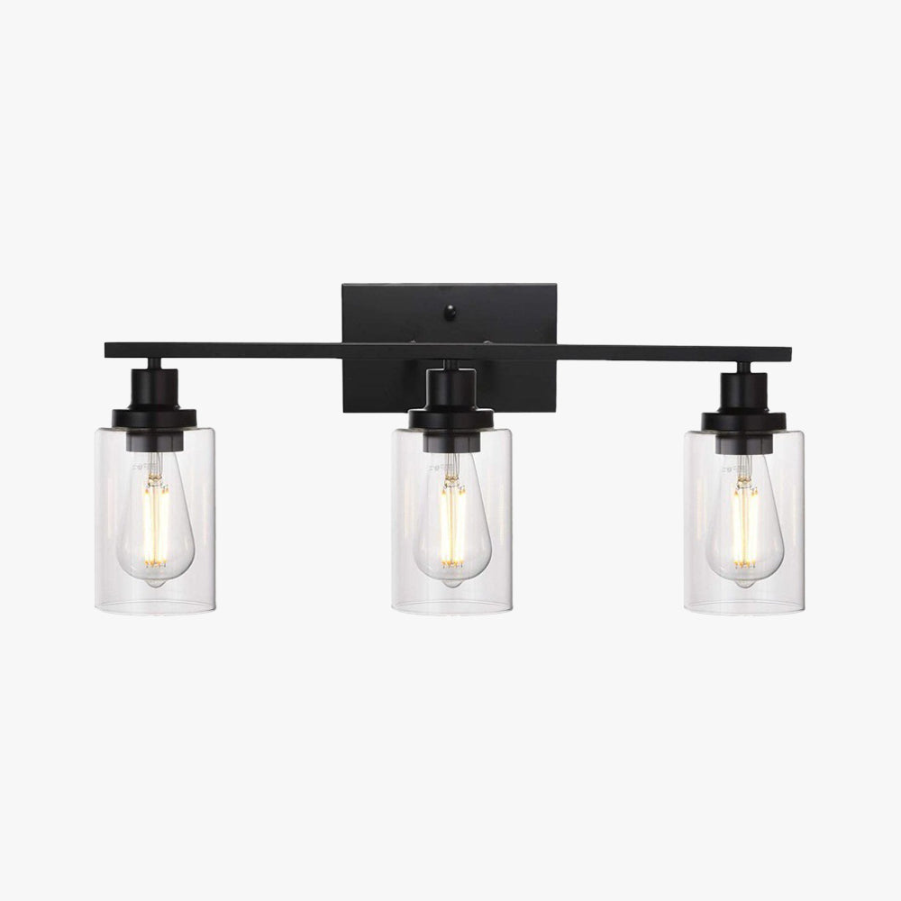 Alessio Industrial Metal/Glass Wall Lamp, Black, Bathroom, Vanity - Neutral Decor