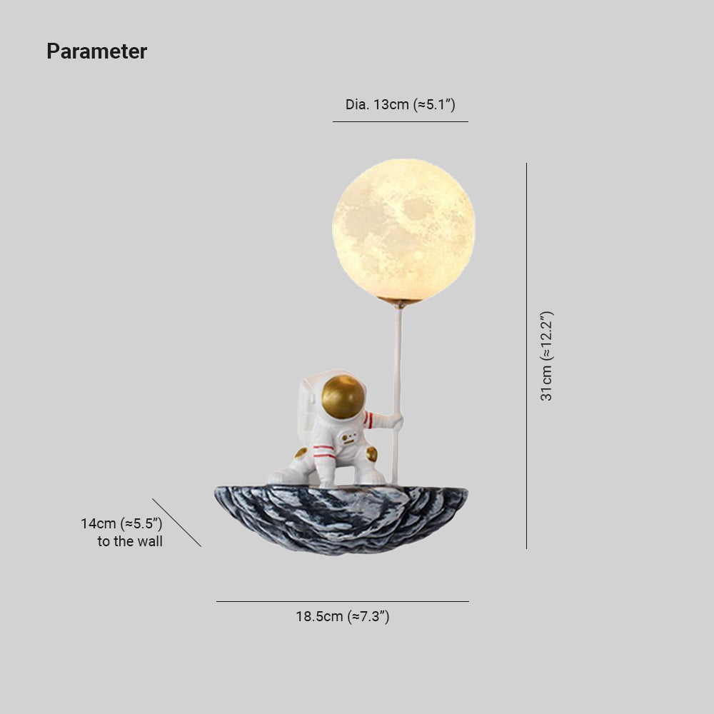 Aria Decorative Astronaut Glass/Acrylic Wall Lamp, White/Blue-White - Neutral Decor