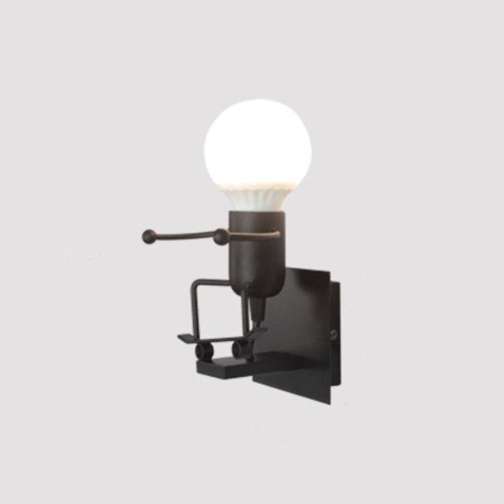 Arisha Modern Decorative Man Metal Wall Lamp, White/Black - Neutral Decor