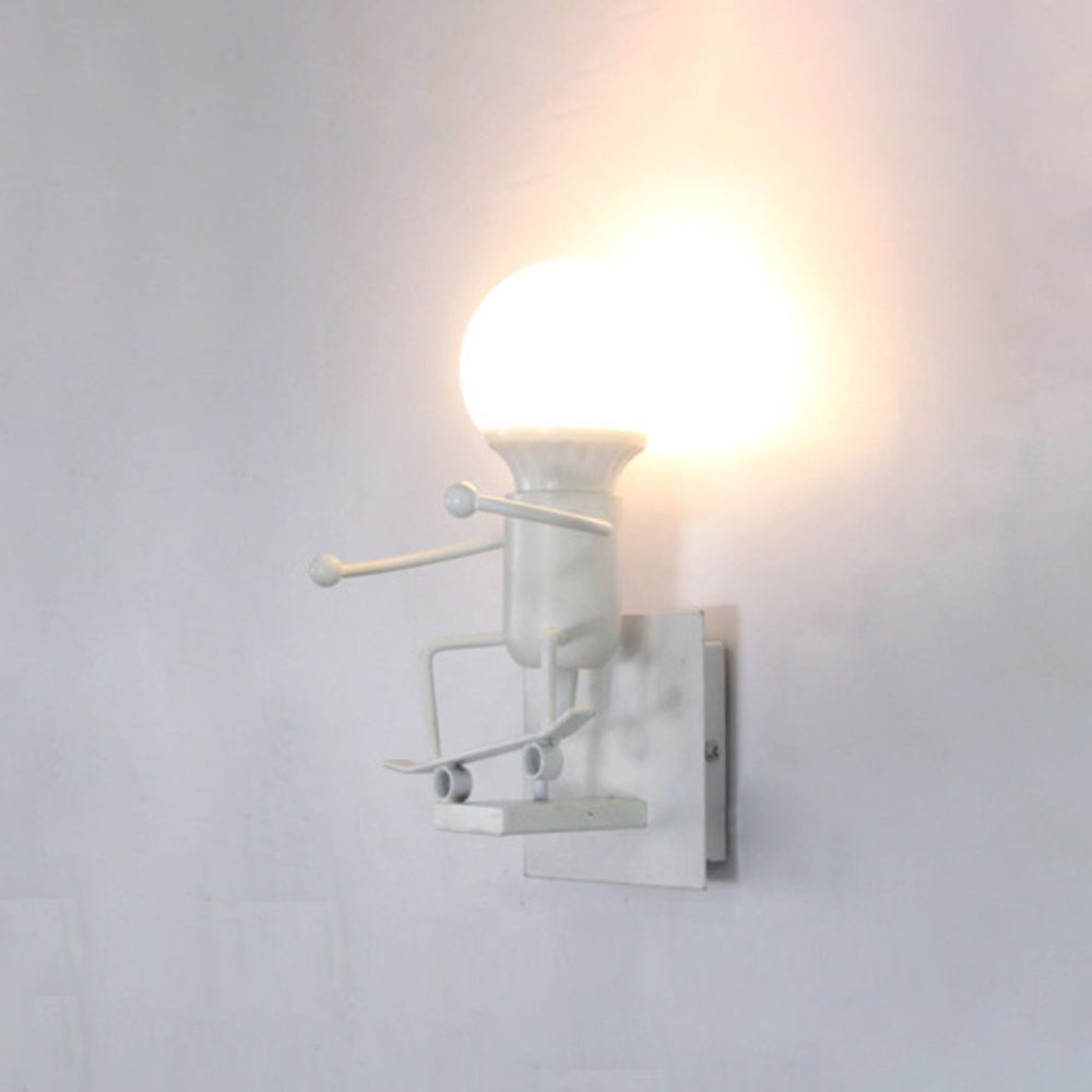Arisha Modern Decorative Man Metal Wall Lamp, White/Black - Neutral Decor