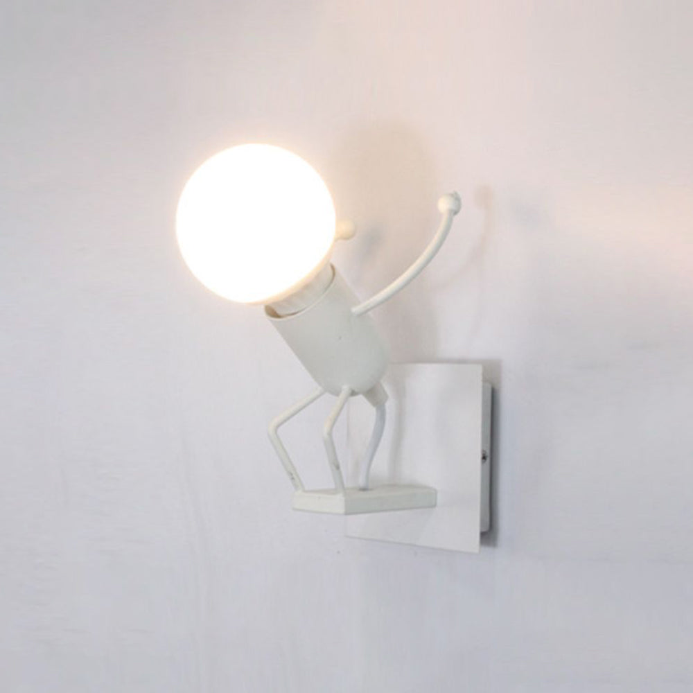 Arisha Modern Decorative Man Metal Wall Lamp, White/Black - Neutral Decor