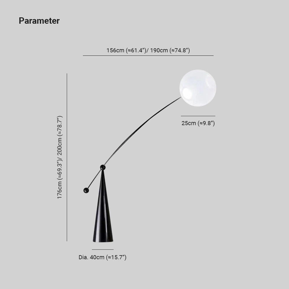 Valentina Floor Lamp Arc/Bubble Modern/Unique, Frosted Glass, White, Bedroom - Neutral Decor