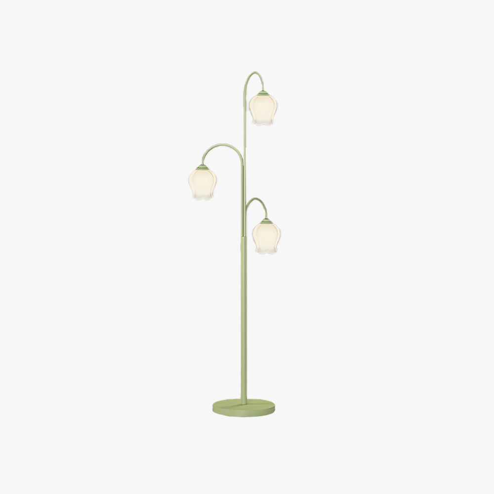 Lily Green Shade Flower Floor Lamp, Metal/Glass, Living Room/Bedroom - Neutral Decor
