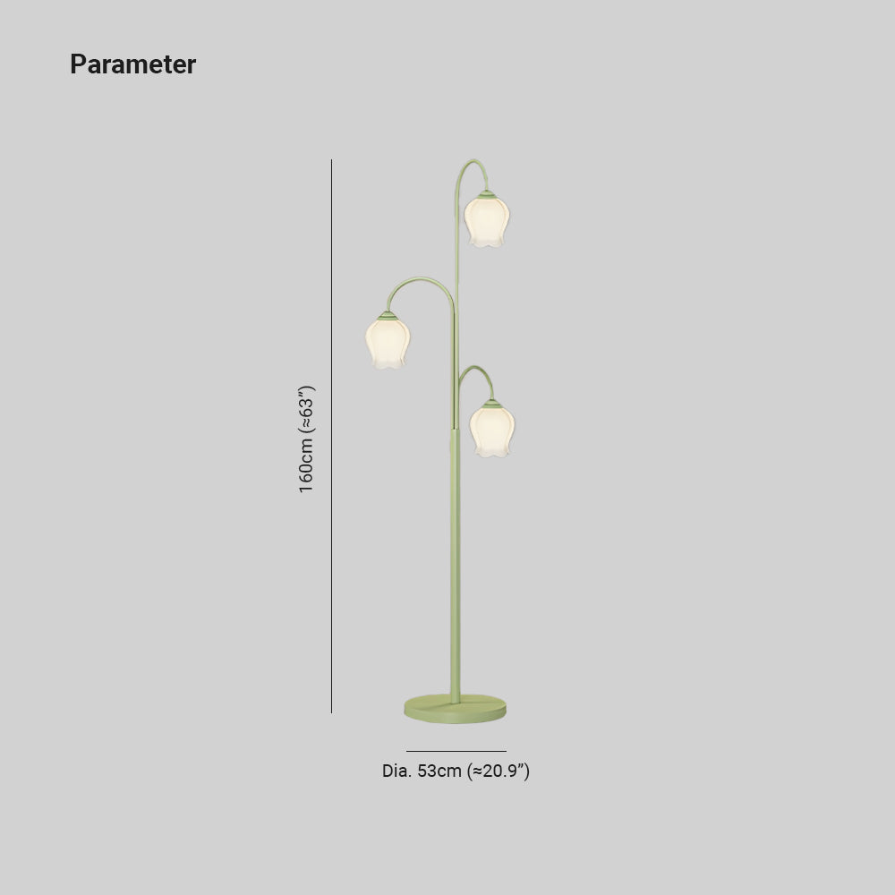 Lily Green Shade Flower Floor Lamp, Metal/Glass, Living Room/Bedroom - Neutral Decor