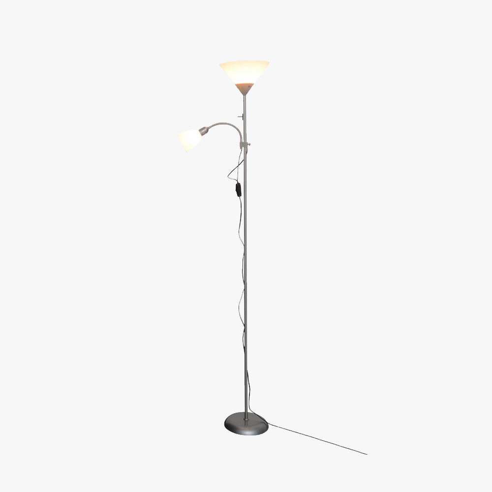 Eryn Modern Double Head Metal Acrylic Floor Lamp, Silver - Neutral Decor