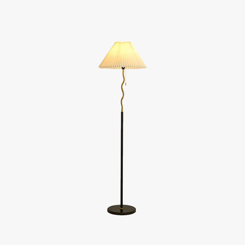 Ozawa Vintage Retro Geometric Pleated Metal Fabric Floor Lamp, Black - Neutral Decor