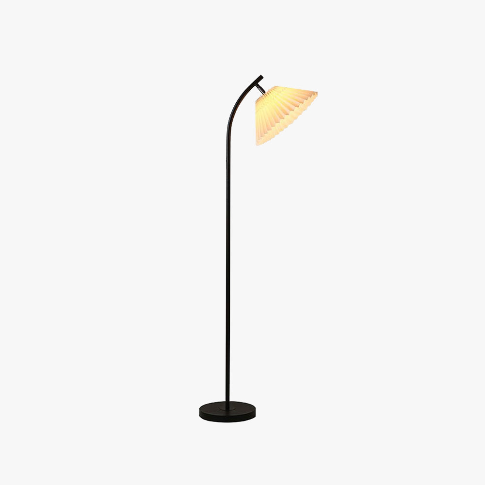Ozawa Modern Arc Pleated Metal Fabric Floor Lamp, 3 Color - Neutral Decor