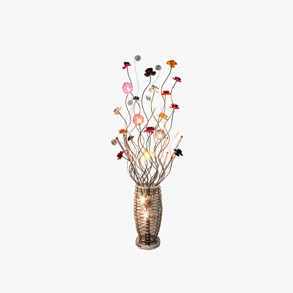 Bella Art Deco Flower Vase Silver Metal Floor Lamp - Neutral Decor