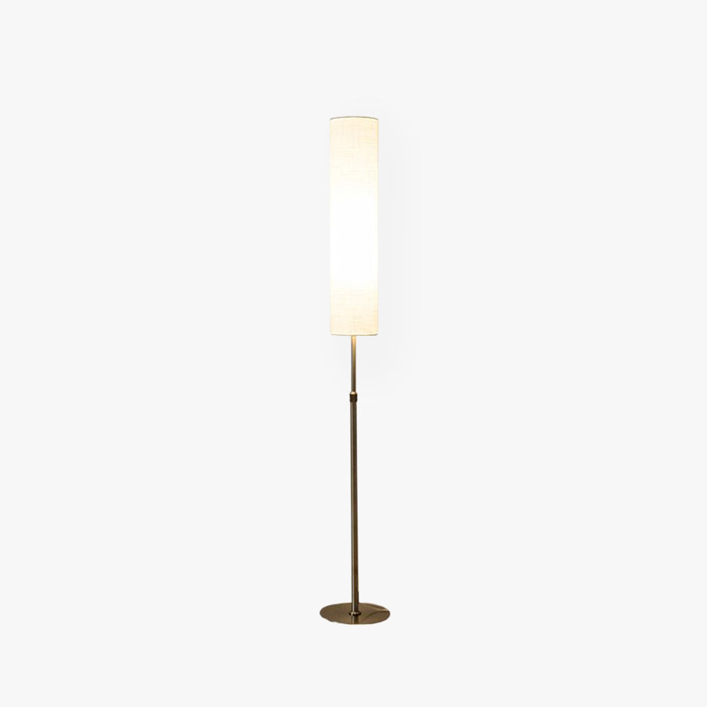 Eryn Minimalist Metal and Fabric Cylindrical White Floor Lamp - Neutral Decor