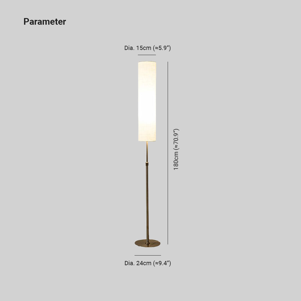 Eryn Minimalist Metal and Fabric Cylindrical White Floor Lamp