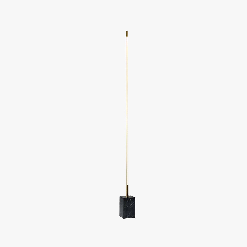 Edge Minimalist Linear Floor Lamp, Black/Gold, Metal/Marble - Neutral Decor