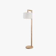 Ozawa Japanese Right Angle Arm Floor Lamp, Beige, Wood/Fabric - Neutral Decor
