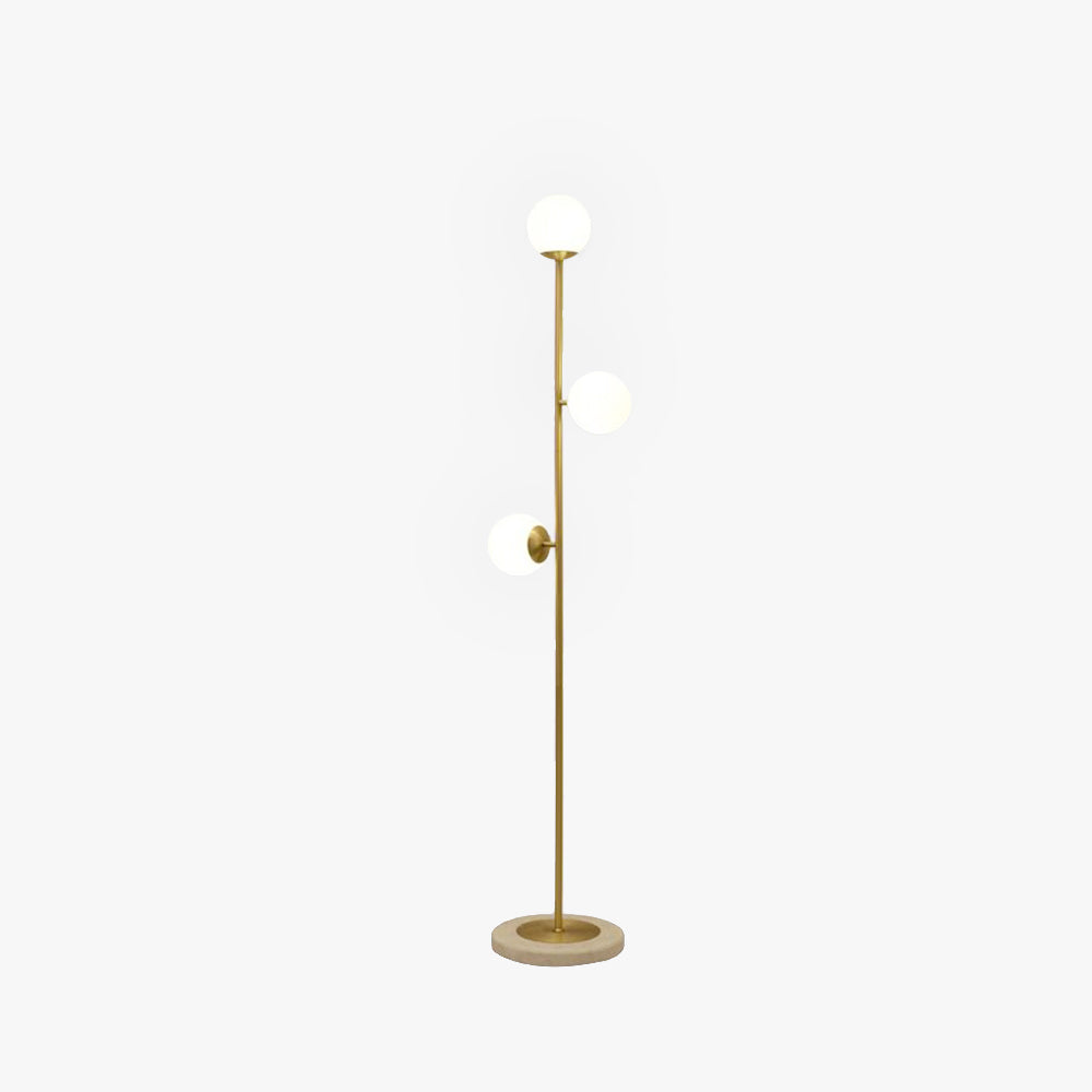 Valentina Modern Globe Brass/Glass Floor Lamp, 3 Heads - Neutral Decor