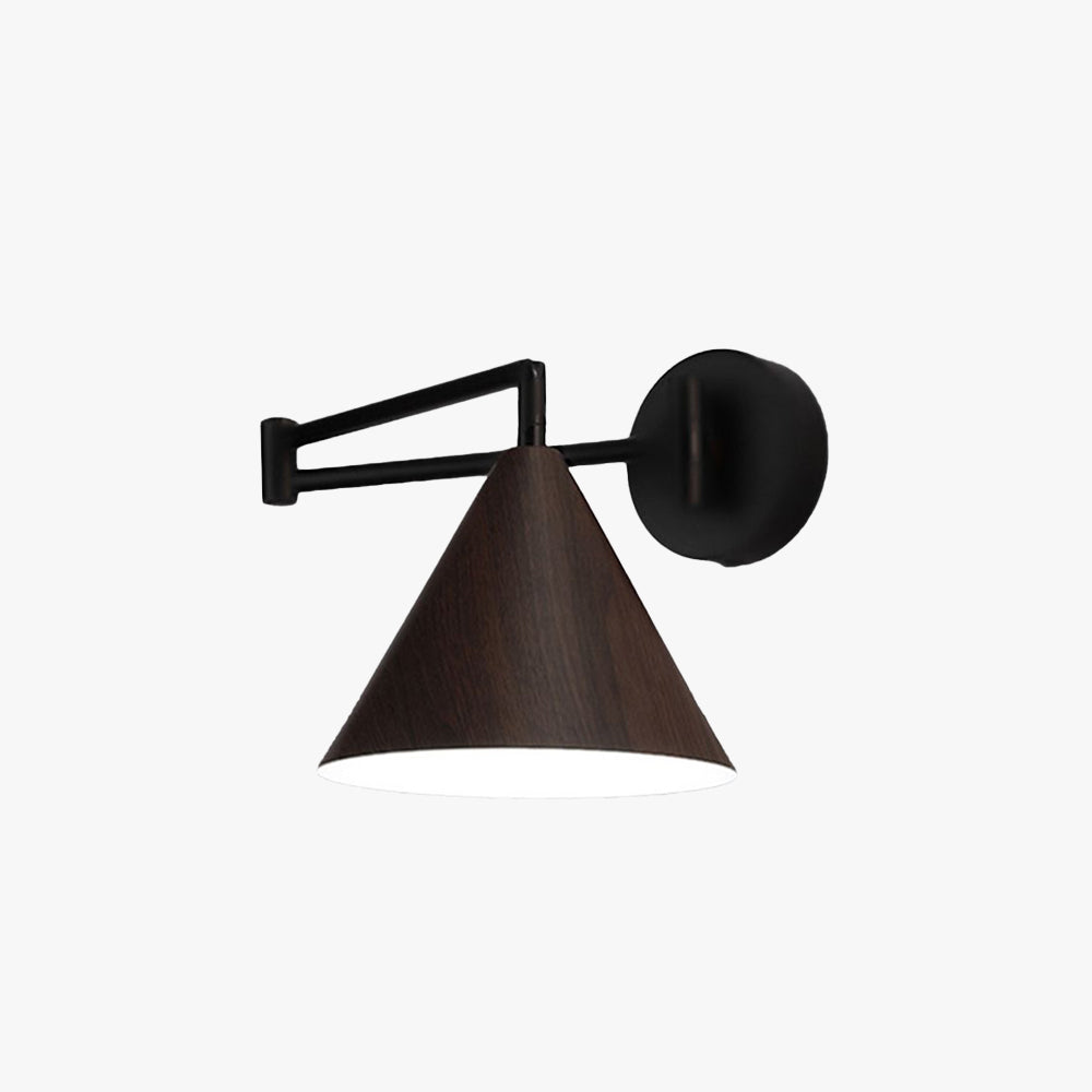 Muto Cone Shaped Adjustable Wall Lamp, Metal/Wood, Bedroom - Neutral Decor