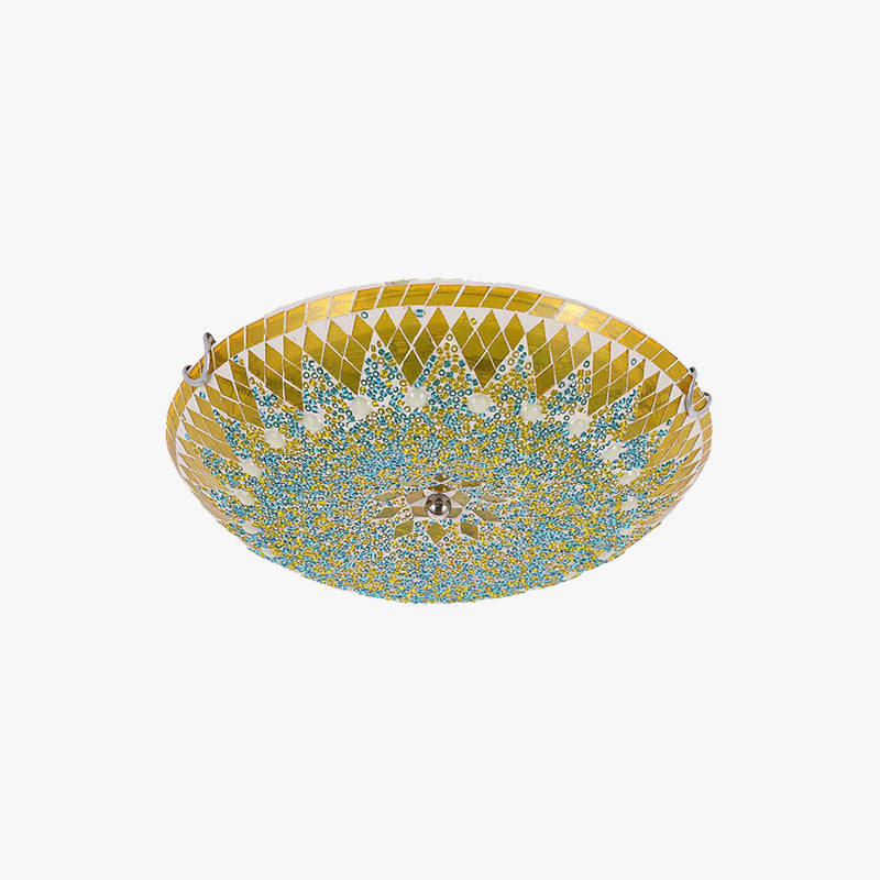 Tiffany Modern Mediterranean Glass Flush Mount Ceiling Light Blue/Yellow/White - Neutral Decor