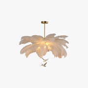 O'Moore Ostrich Contemporary Elegant Feather Chandelier, White - Neutral Decor