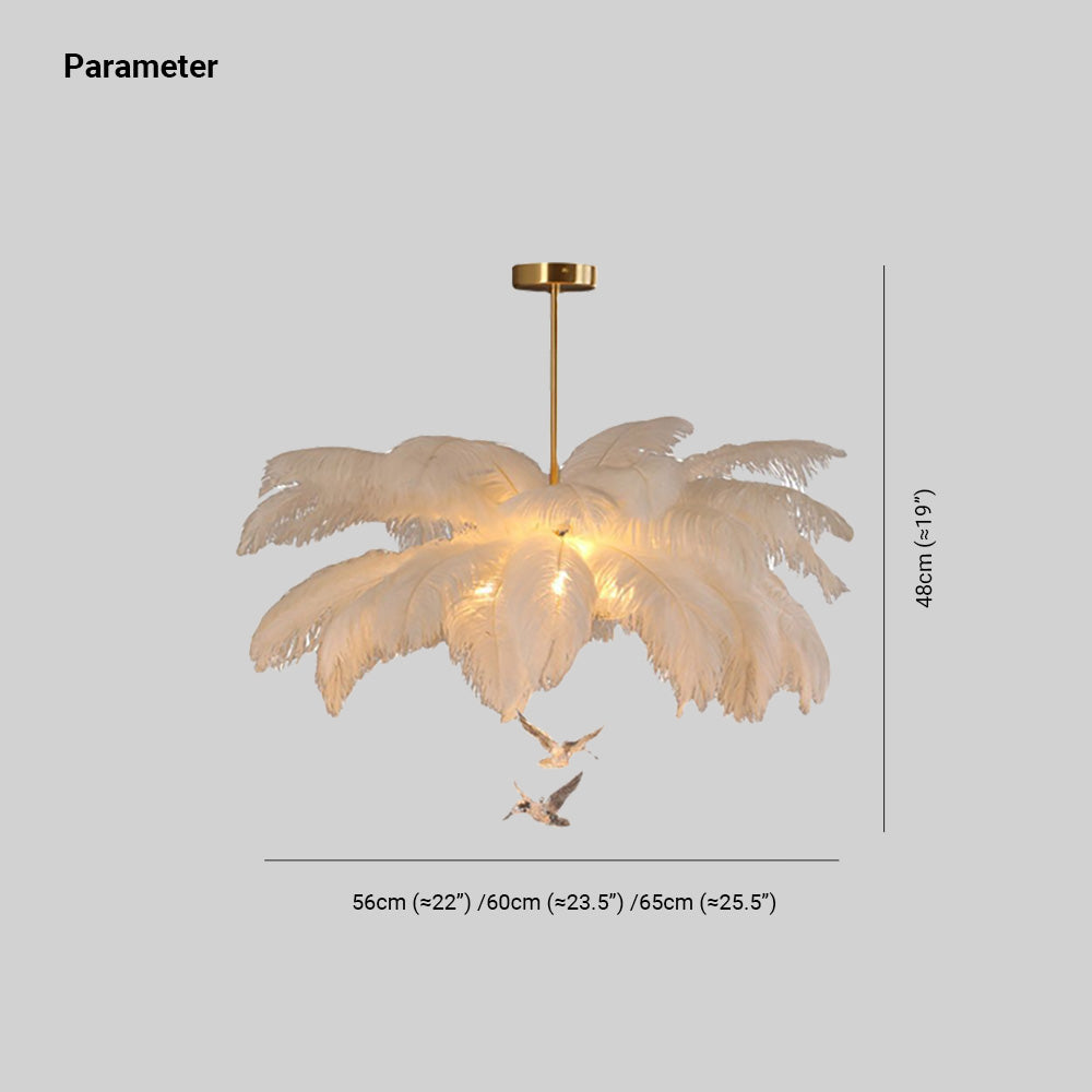 O'Moore Ostrich Contemporary Elegant Feather Chandelier, White - Neutral Decor