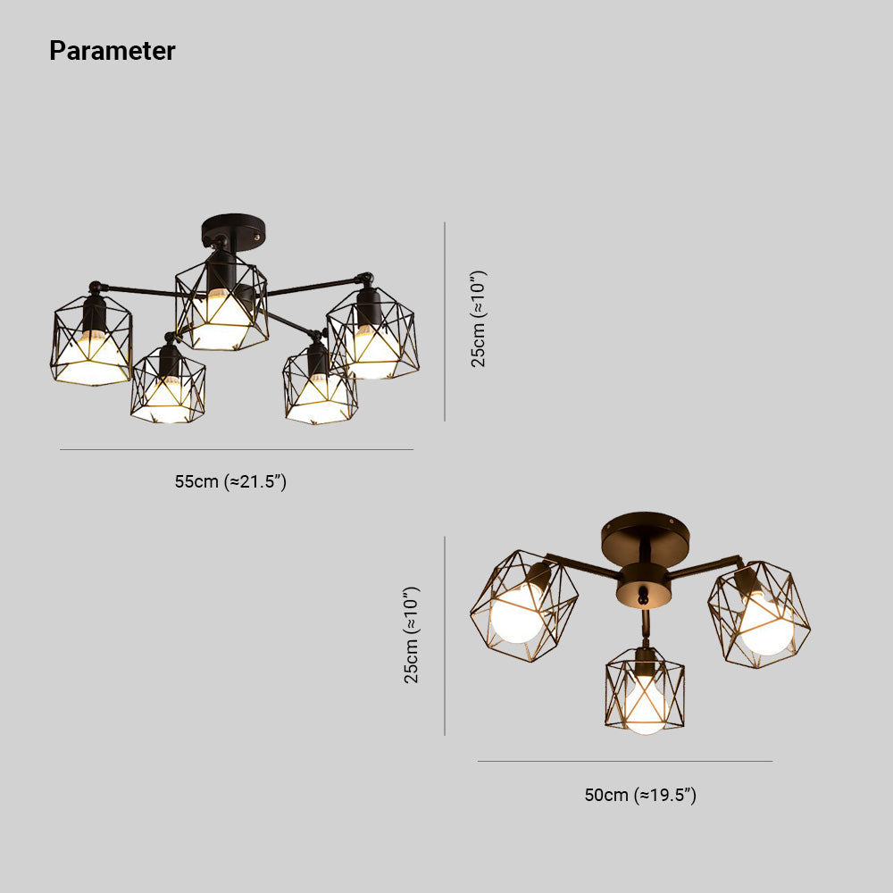 Arisha Black Semi-Flush Mount Ceiling Light - Neutral Decor