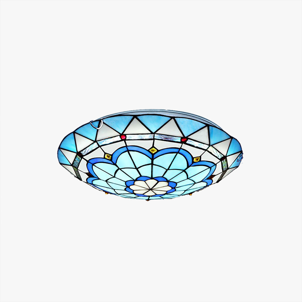 Tiffany Flush Mount Glass Colorful Ceiling Light, Bedroom - Neutral Decor