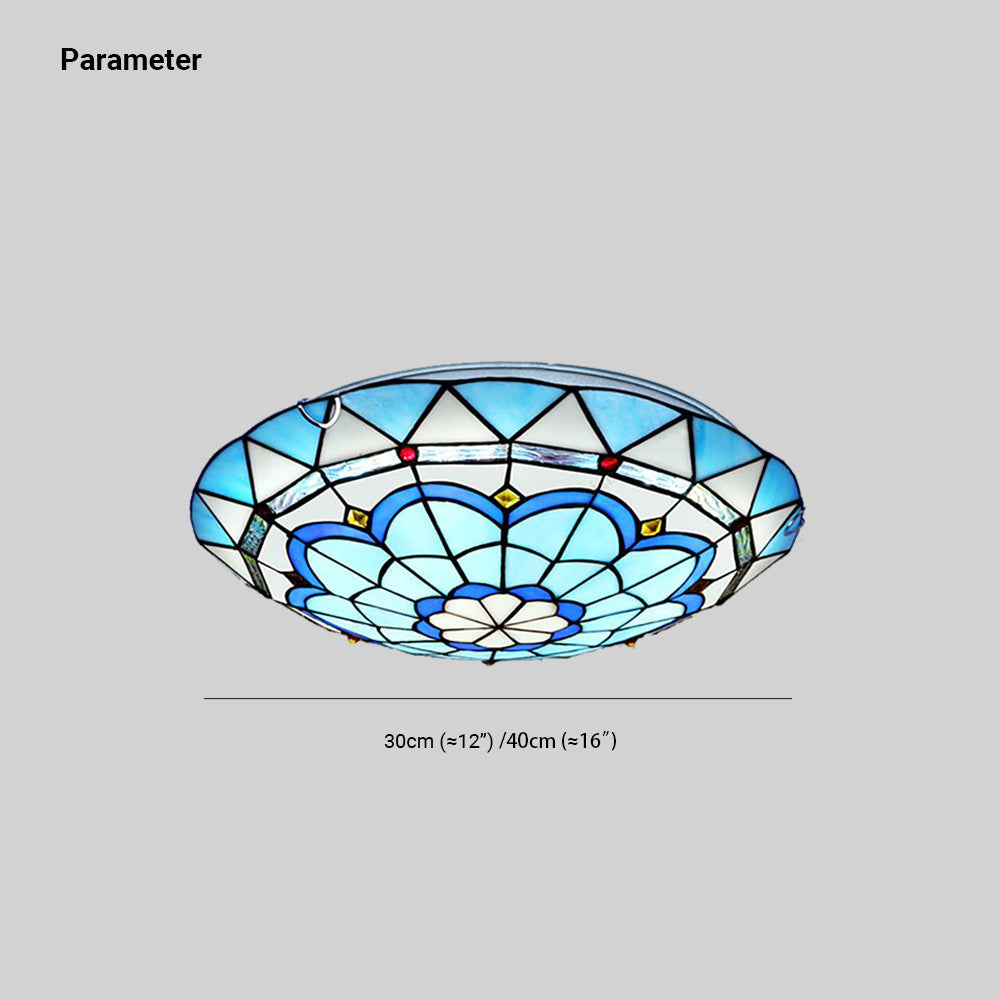 Tiffany Flush Mount Glass Colorful Ceiling Light, Bedroom - Neutral Decor