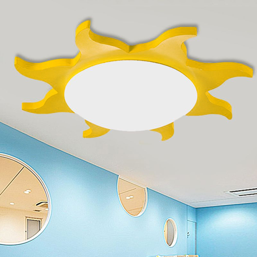 Aria Modern Sun Round Flush Mount Ceiling Light, Red/Yellow/Blue/Green, Bedroom - Neutral Decor