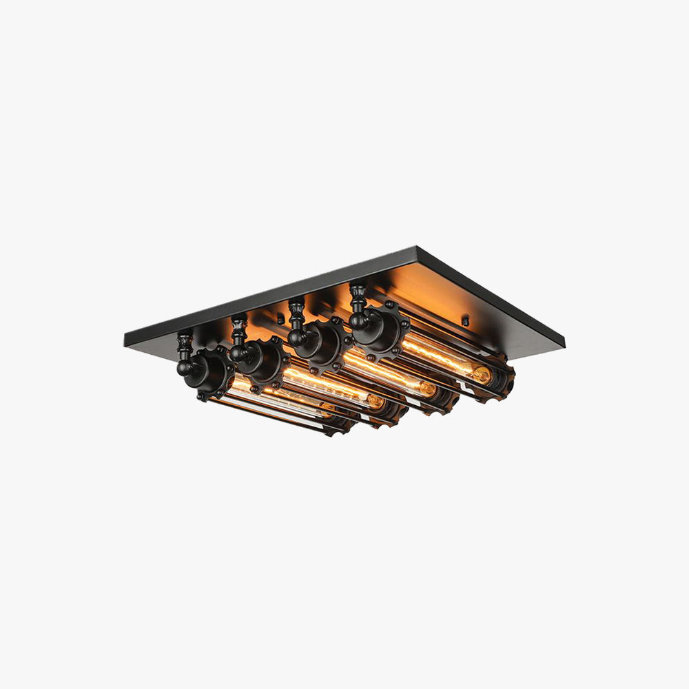 Austin Vintage Tubed Metal Flush Mount Ceiling Light, Black, Living Room - Neutral Decor