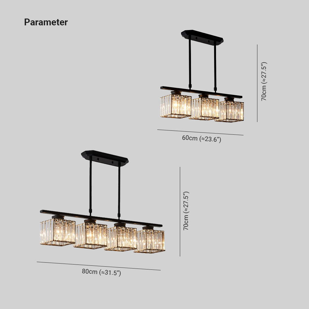 Kristy Crystal Square Pendant Light, Black & Gold, 3/4 Heads - Neutral Decor