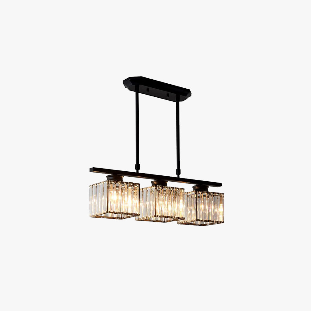 Kristy Crystal Square Pendant Light, Black & Gold, 3/4 Heads - Neutral Decor