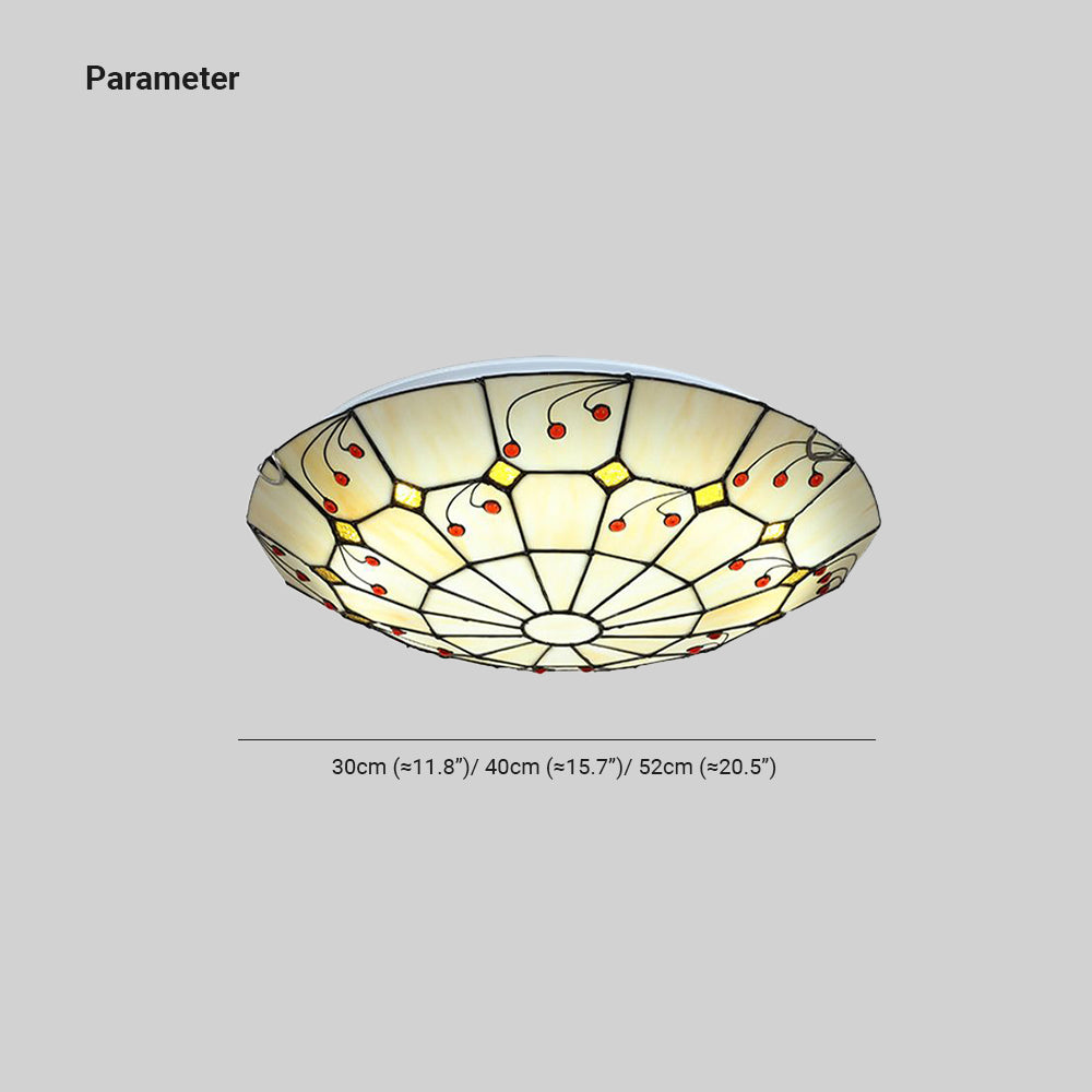 Tiffany Rustic Glass Flush Mount Ceiling Light, White, Kitchen - Neutral Decor