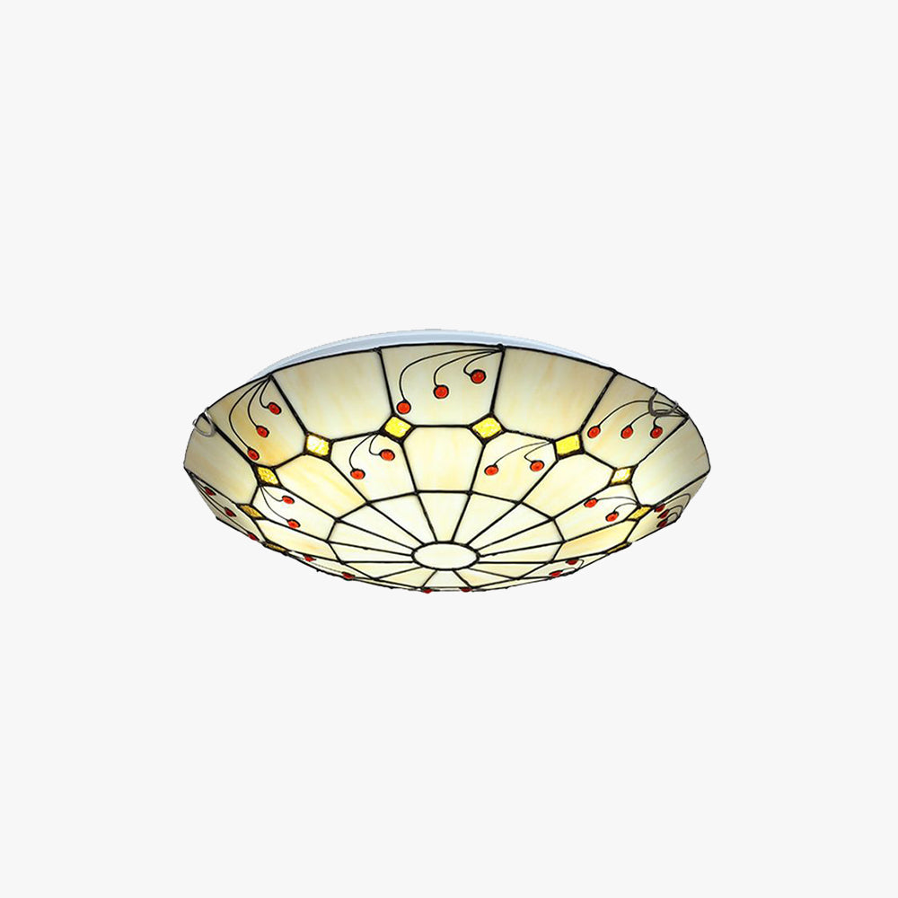 Tiffany Rustic Glass Flush Mount Ceiling Light, White, Kitchen - Neutral Decor