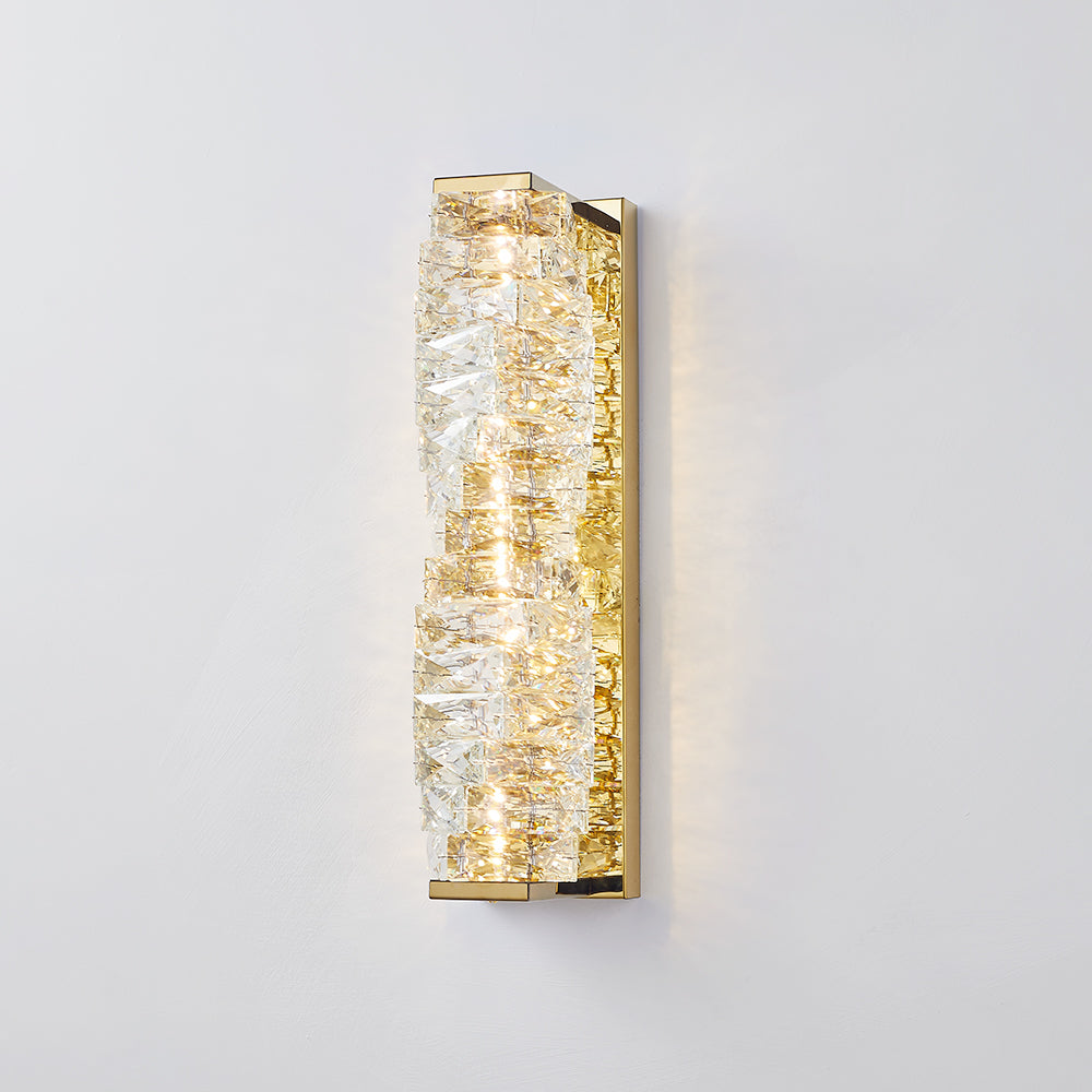 Kristy Modern Rectangular Vanity Metal Crystal LED Wall Lamp - Neutral Decor
