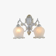 Arisha Vintage Flower shape Metal&Glass Modern Wall Lamp, White/Bronze - Neutral Decor