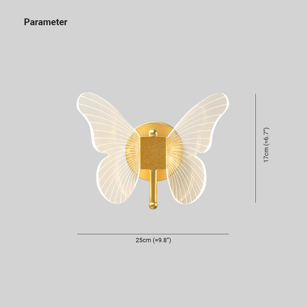 Arisha Cute Butterfly Metal Wall Lamp, Gold - Neutral Decor