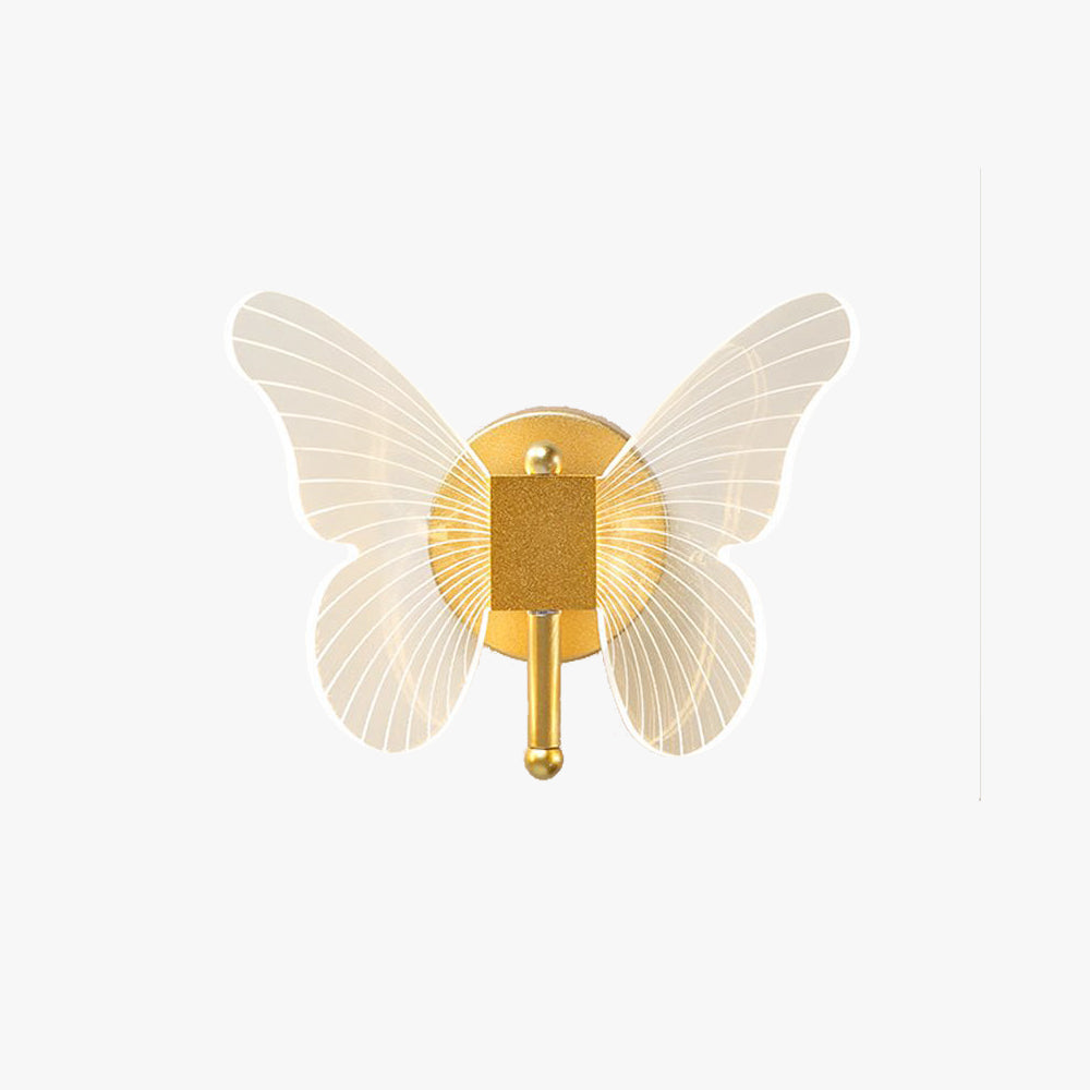 Arisha Cute Butterfly Metal Wall Lamp, Gold - Neutral Decor