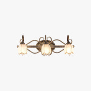Arisha Antique Brass Flower Mirror Front Vanity Wall Lamp - Neutral Decor