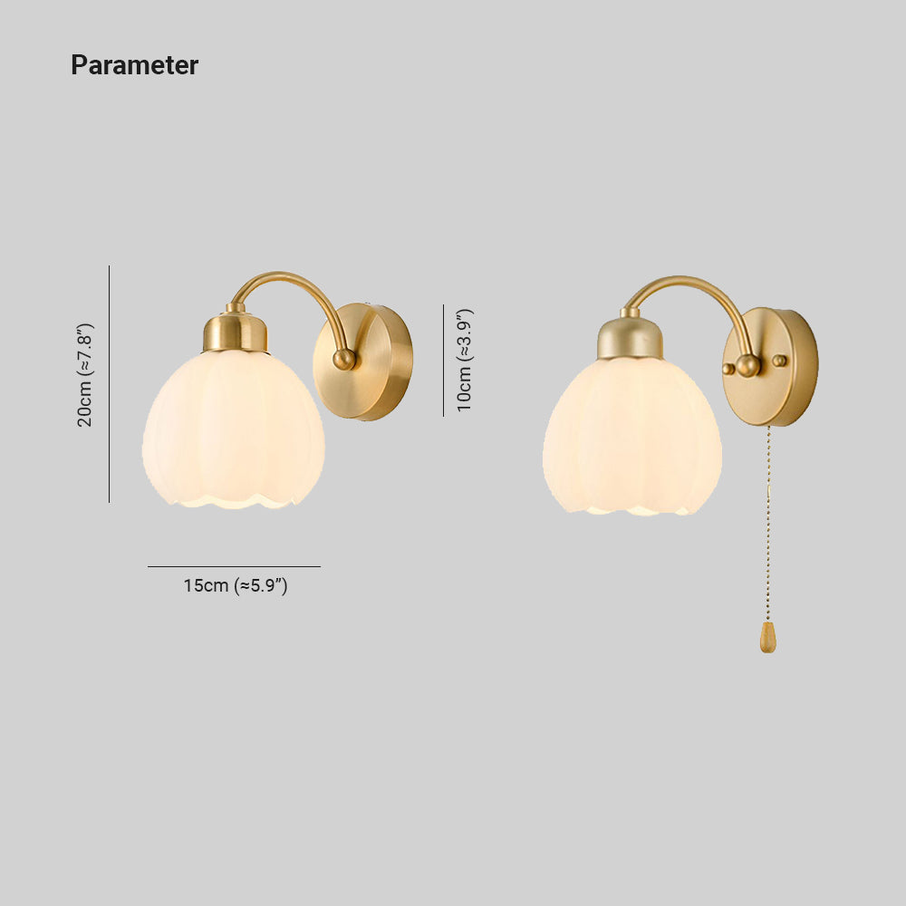Valentina Nordic Flower Vanity Glass Metal Wall Lamp, Gold/Ivory - Neutral Decor