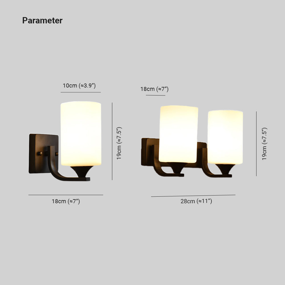 Tiffany Minimalism Cylindrical Metal Glass Art Vanity Wall Lamp, Black/Chrome - Neutral Decor
