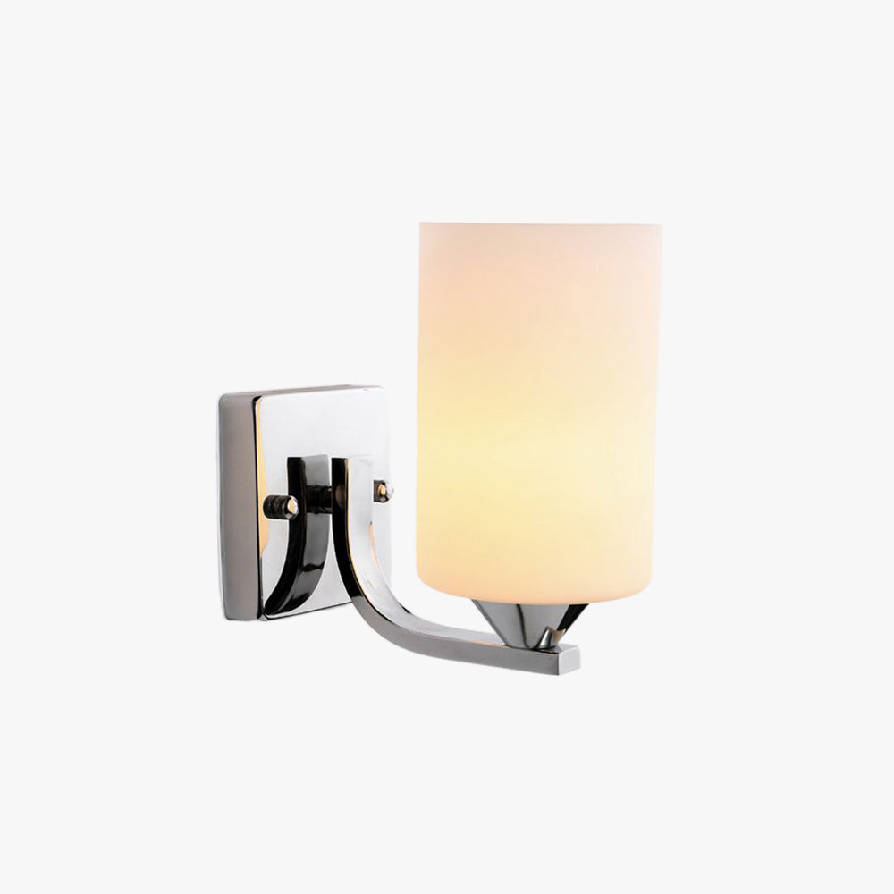 Tiffany Minimalism Cylindrical Metal Glass Art Vanity Wall Lamp, Black/Chrome - Neutral Decor