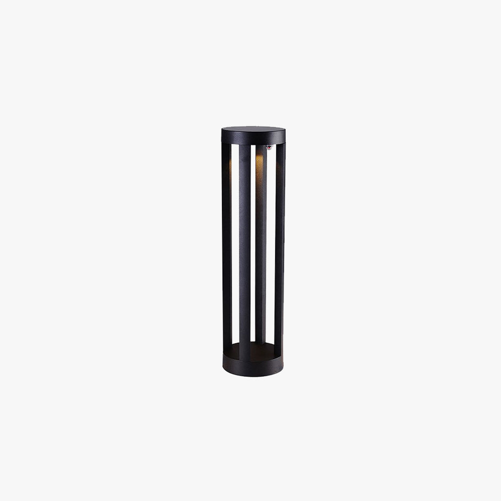Ray Minimalist Cylindrical Hollow Solar Outdoor Path Light, Black - Neutral Decor