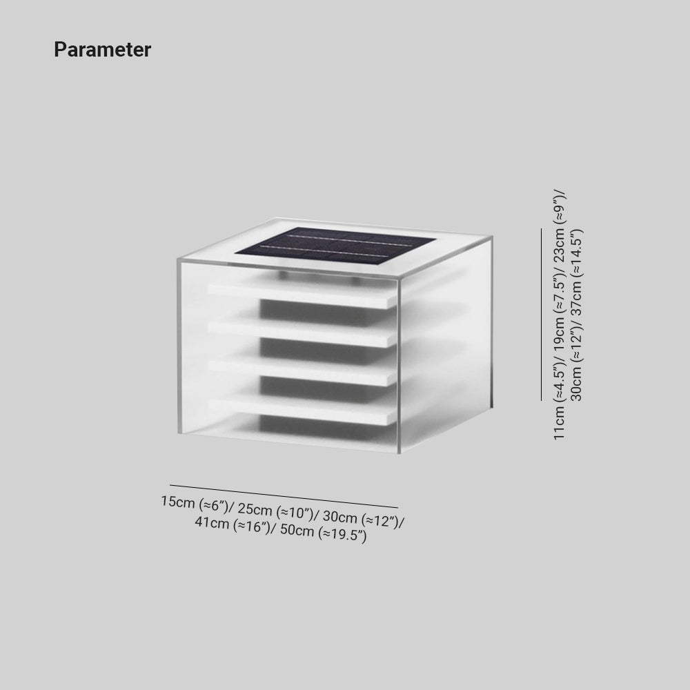 Ray Modern Rectangular Metal Acrylic Outdoor Solar Lamp, Black - Neutral Decor
