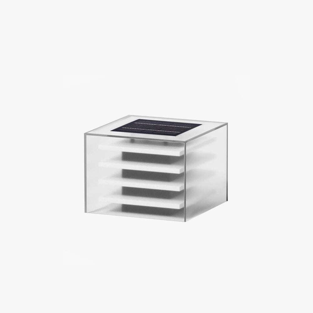Ray Modern Rectangular Metal Acrylic Outdoor Solar Lamp, Black - Neutral Decor