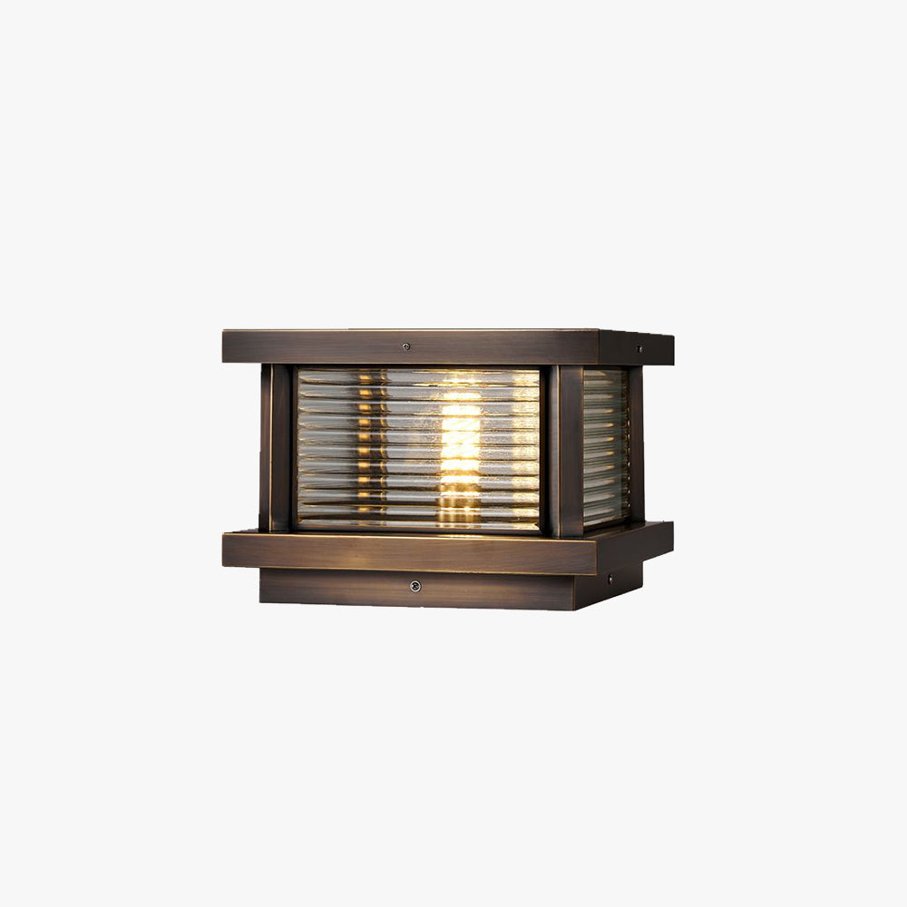 Ray Modern Rectangular Metal Outdoor Solar Lamp, Black/ Brass/Bronze - Neutral Decor