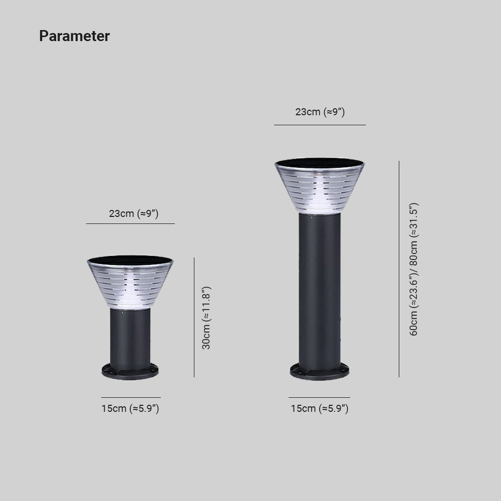 Ray Modern Conical Solar Outdoor Bollard Light, Black - Neutral Decor