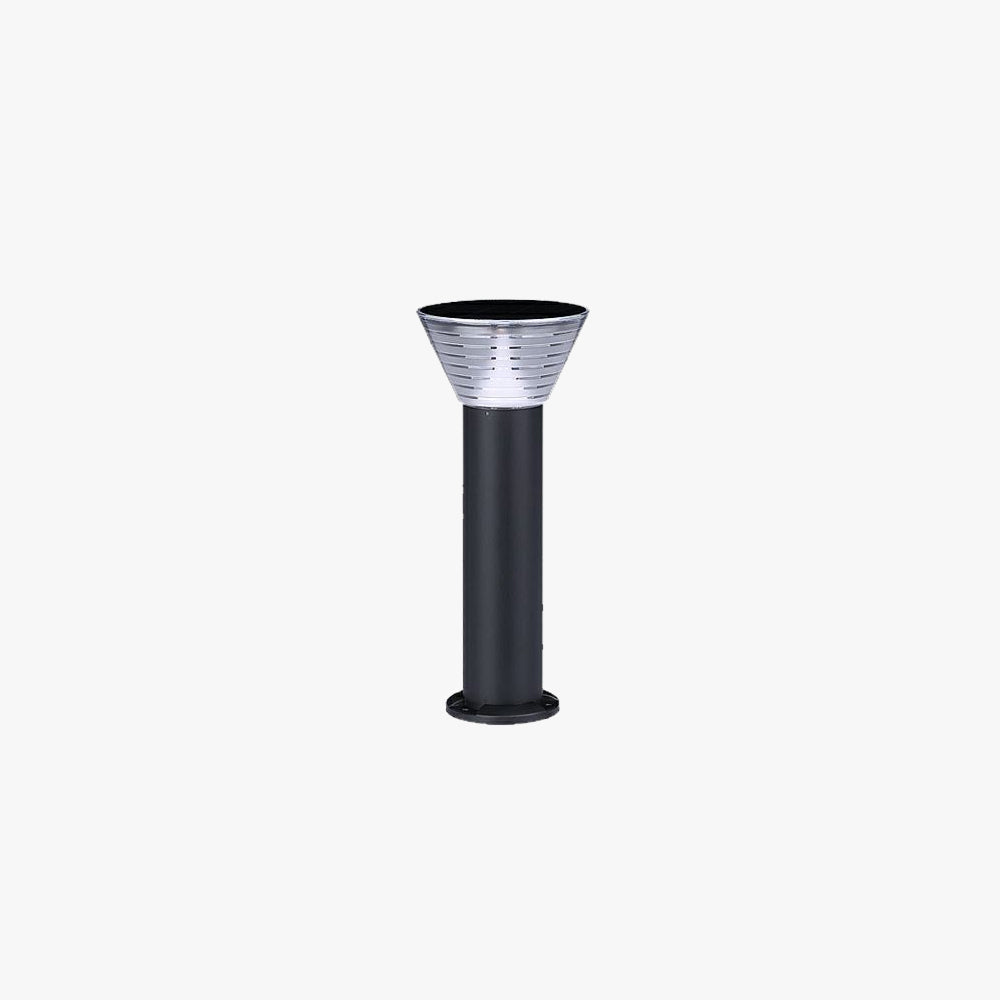 Ray Modern Conical Solar Outdoor Bollard Light, Black - Neutral Decor