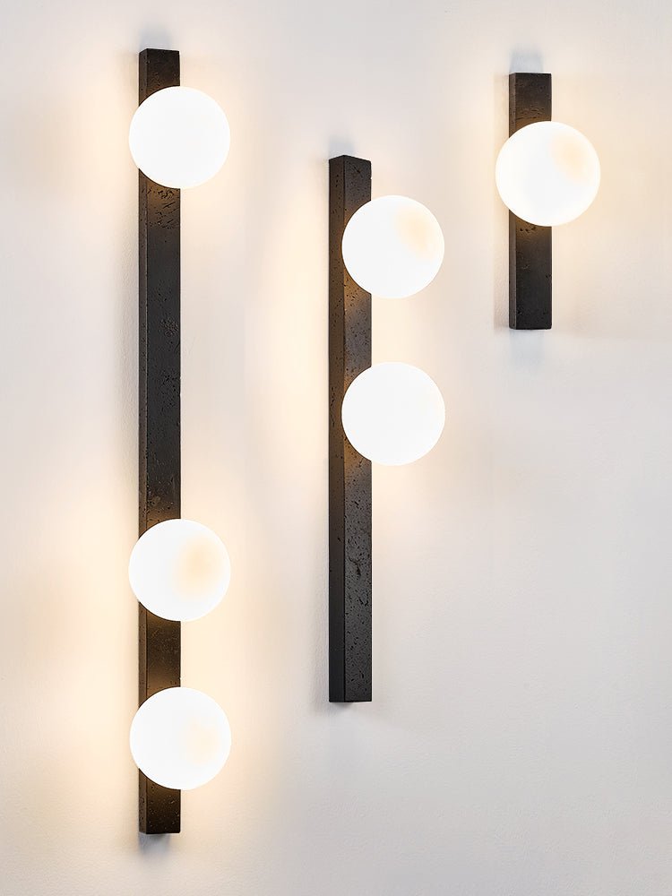 Aria Globe Black Travertine Sconce-Neutral Decor