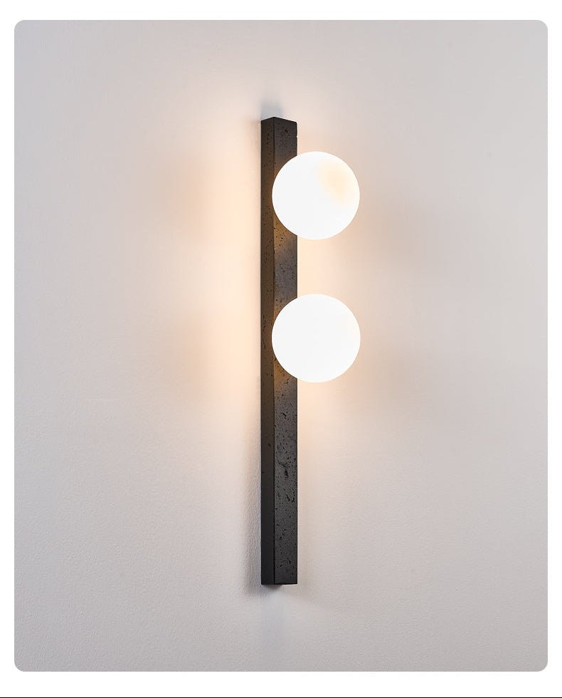 Aria Globe Black Travertine Sconce-Neutral Decor