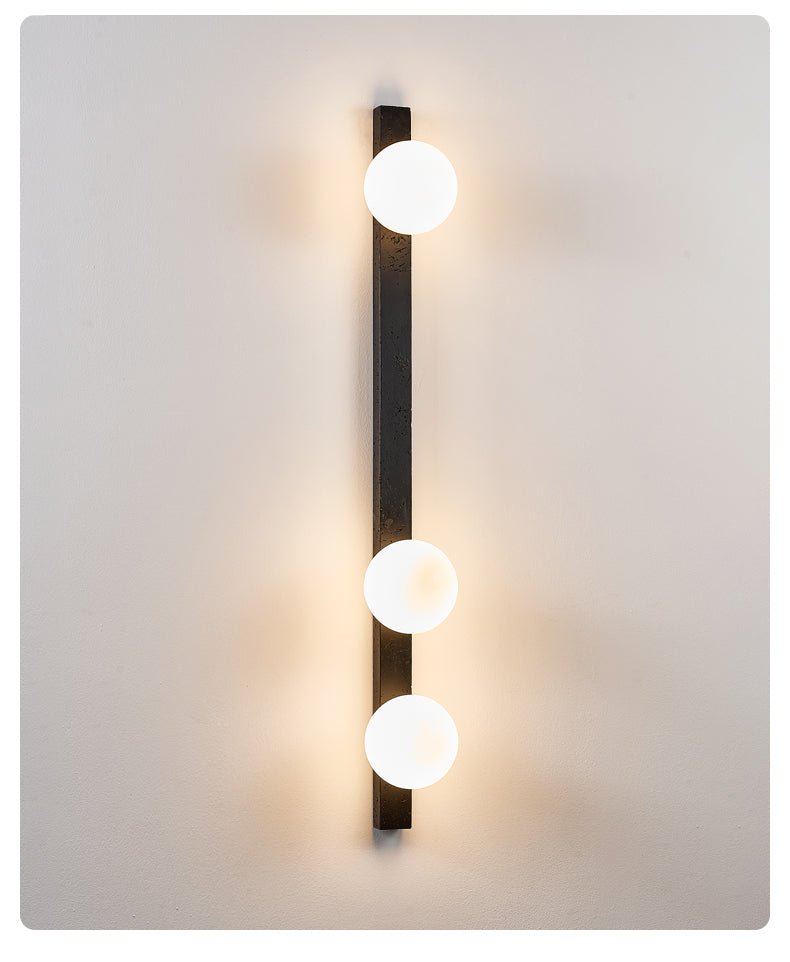 Aria Globe Black Travertine Sconce-Neutral Decor