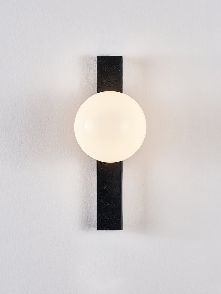 Aria Globe Black Travertine Sconce-Neutral Decor