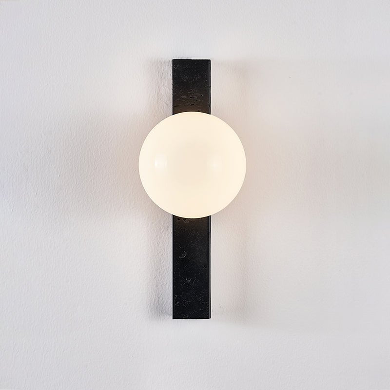 Aria Globe Black Travertine Sconce-Neutral Decor